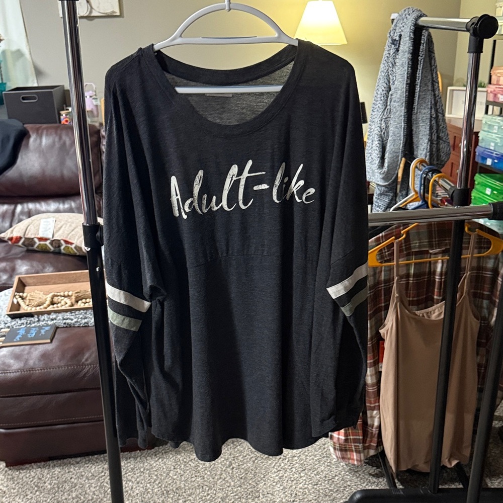 Maurices Black Long Sleeve Tee with White Lettering